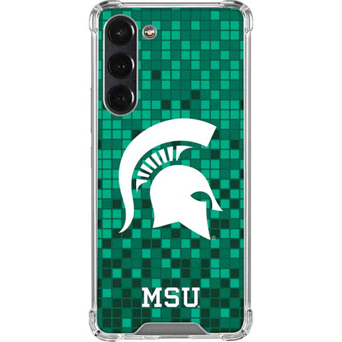 Michigan State University Spartans Digital Pixels Galaxy S24 FE Clear Case
